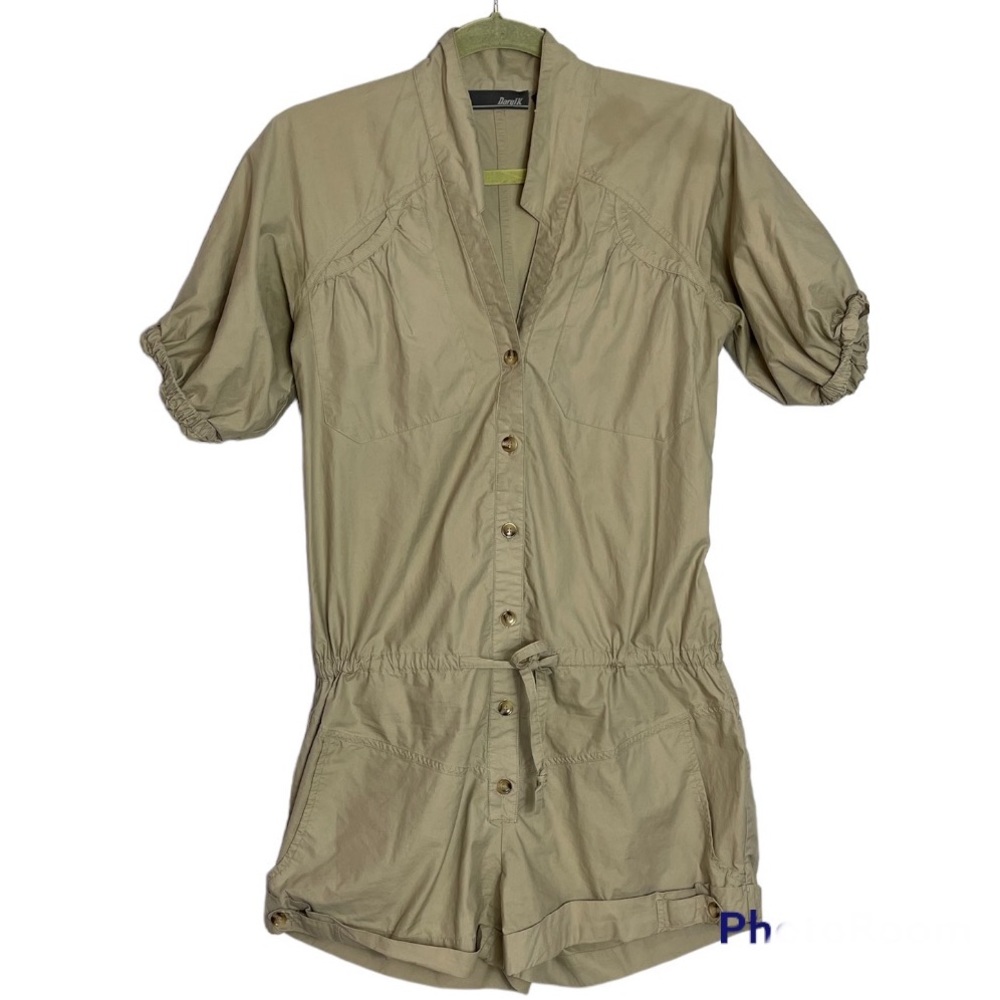 Daryl K Beige Short Sleeve Romper Size Small